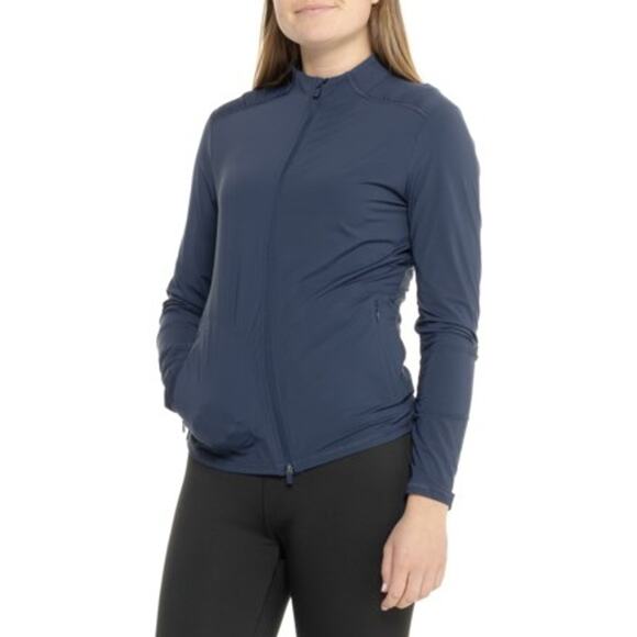 G/FORE Silky Tech Ruched Base Layer Zip Up Long Sleeve Top Navy Size Medium - Picture 1 of 12